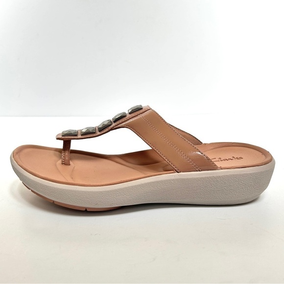 Clarks Wave Walk Pop Toe Post Dusty Pink Jewel Embellished Sandals, Size 8.5 - Picture 5 of 14